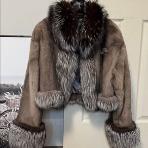 luxury Chic Real Mink Fur Trimmed Coat